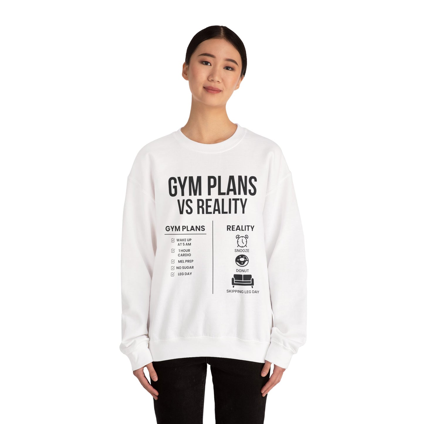 Gym Plans vs Reality Hoodie – Funny Workout Hoodie, Fitness Humor Sweatshirt, Unisex Heavy Blend Hooded Sweatshirt