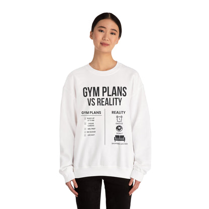 Gym Plans vs Reality Hoodie – Funny Workout Hoodie, Fitness Humor Sweatshirt, Unisex Heavy Blend Hooded Sweatshirt