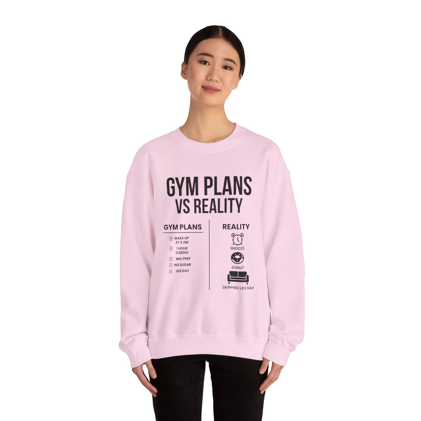 Gym Plans vs Reality Hoodie – Funny Workout Hoodie, Fitness Humor Sweatshirt, Unisex Heavy Blend Hooded Sweatshirt