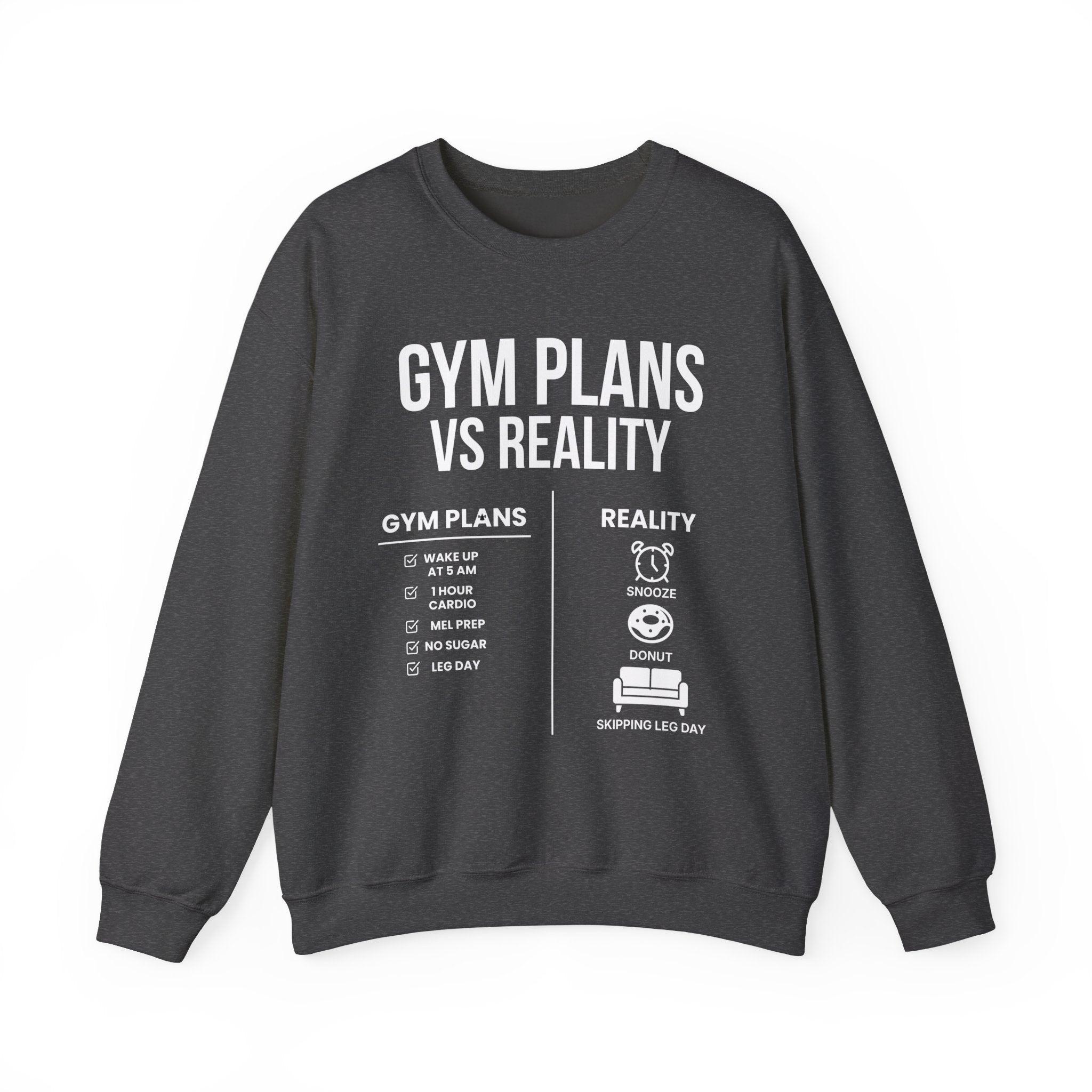 Gym Plans vs Reality Hoodie – Funny Workout Hoodie, Fitness Humor Sweatshirt, Unisex Heavy Blend Hooded Sweatshirt