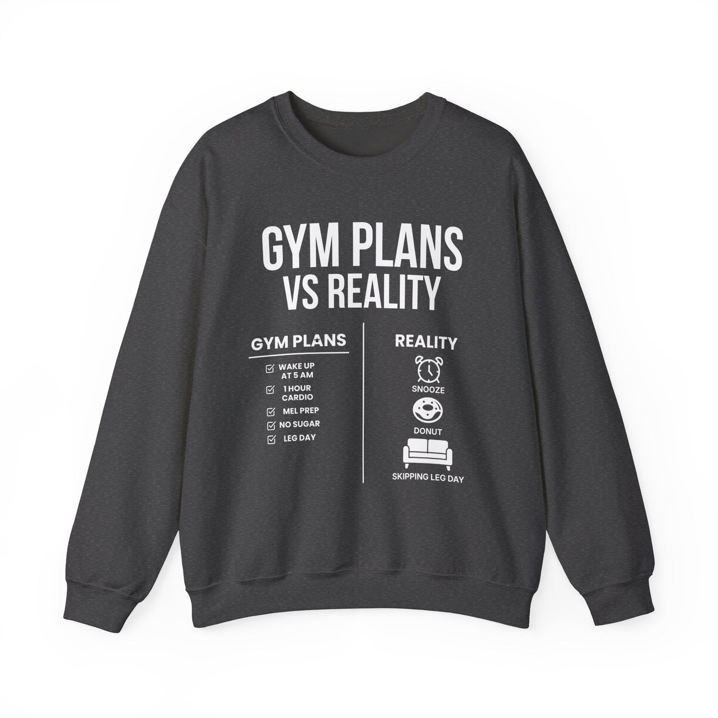 Gym Plans vs Reality Hoodie – Funny Workout Hoodie, Fitness Humor Sweatshirt, Unisex Heavy Blend Hooded Sweatshirt