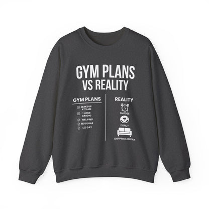 Gym Plans vs Reality Hoodie – Funny Workout Hoodie, Fitness Humor Sweatshirt, Unisex Heavy Blend Hooded Sweatshirt