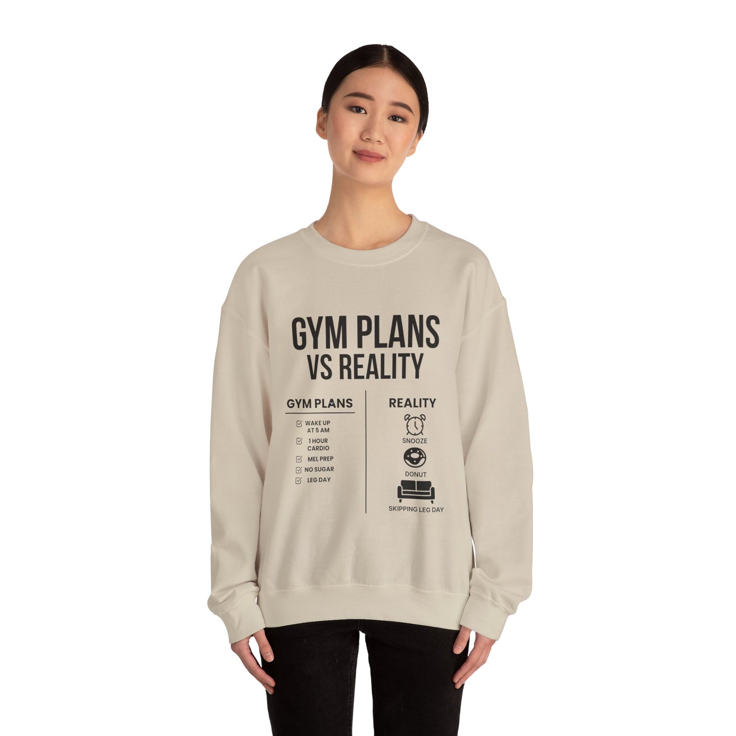 Gym Plans vs Reality Hoodie – Funny Workout Hoodie, Fitness Humor Sweatshirt, Unisex Heavy Blend Hooded Sweatshirt