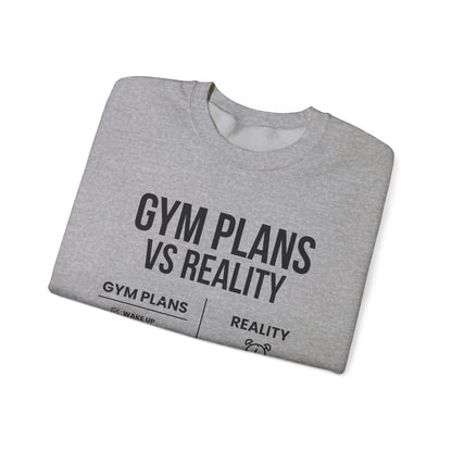 Gym Plans vs Reality Hoodie – Funny Workout Hoodie, Fitness Humor Sweatshirt, Unisex Heavy Blend Hooded Sweatshirt