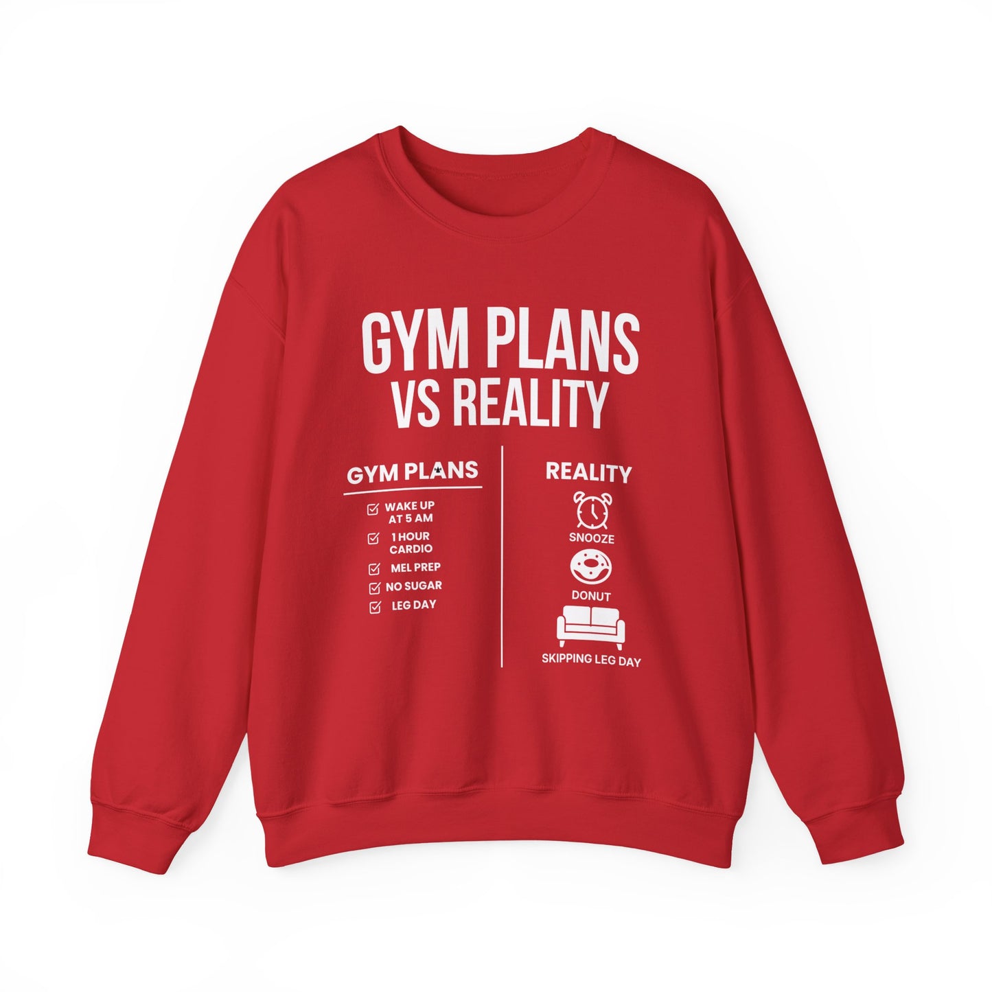 Gym Plans vs Reality Hoodie – Funny Workout Hoodie, Fitness Humor Sweatshirt, Unisex Heavy Blend Hooded Sweatshirt