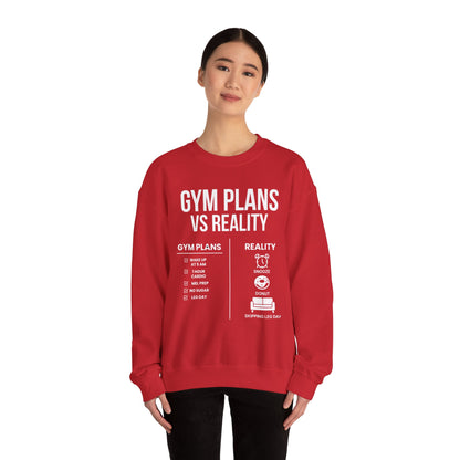 Gym Plans vs Reality Hoodie – Funny Workout Hoodie, Fitness Humor Sweatshirt, Unisex Heavy Blend Hooded Sweatshirt