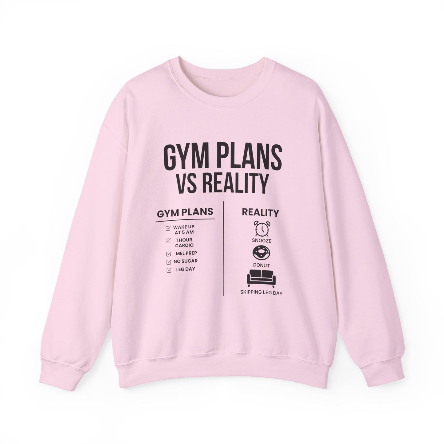 Gym Plans vs Reality Hoodie – Funny Workout Hoodie, Fitness Humor Sweatshirt, Unisex Heavy Blend Hooded Sweatshirt