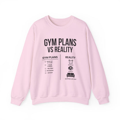 Gym Plans vs Reality Hoodie – Funny Workout Hoodie, Fitness Humor Sweatshirt, Unisex Heavy Blend Hooded Sweatshirt