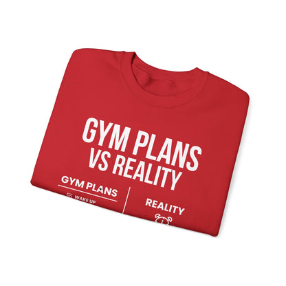 Gym Plans vs Reality Hoodie – Funny Workout Hoodie, Fitness Humor Sweatshirt, Unisex Heavy Blend Hooded Sweatshirt