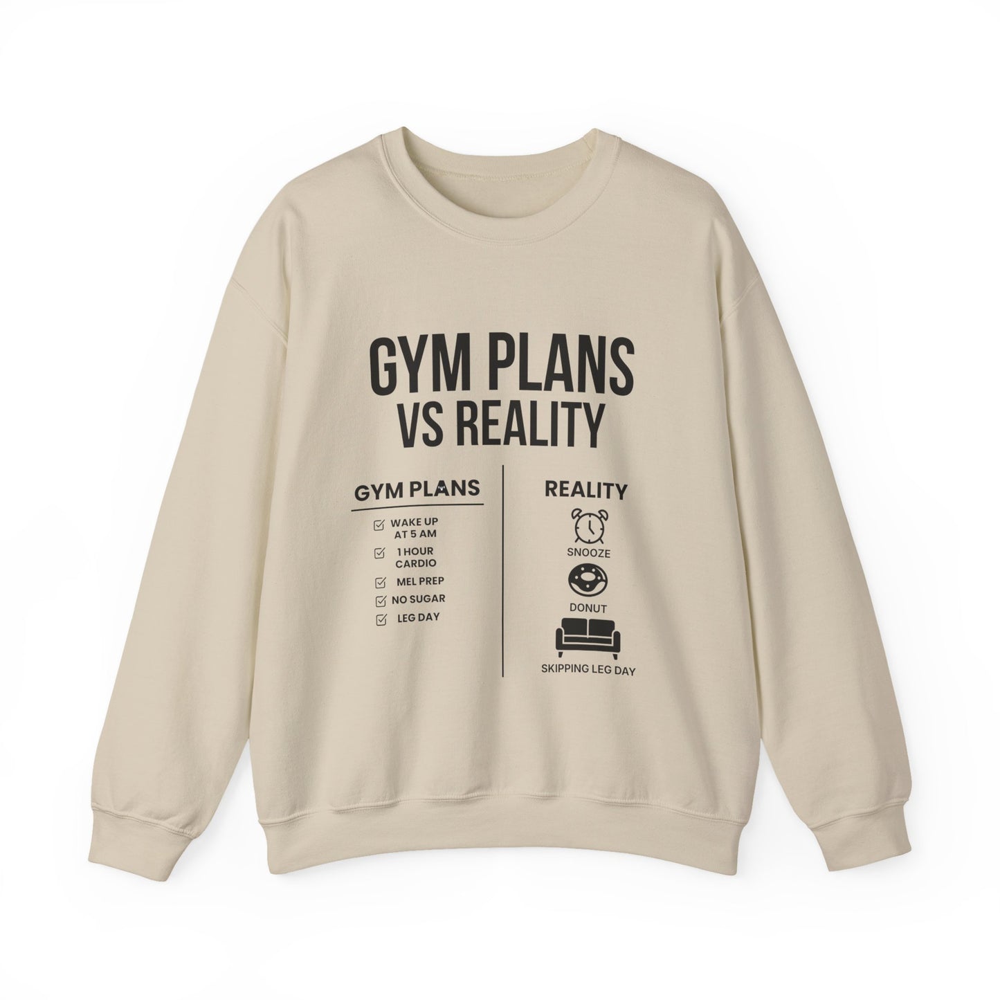 Gym Plans vs Reality Hoodie – Funny Workout Hoodie, Fitness Humor Sweatshirt, Unisex Heavy Blend Hooded Sweatshirt