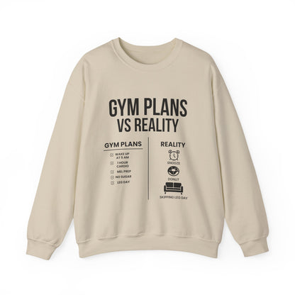 Gym Plans vs Reality Hoodie – Funny Workout Hoodie, Fitness Humor Sweatshirt, Unisex Heavy Blend Hooded Sweatshirt