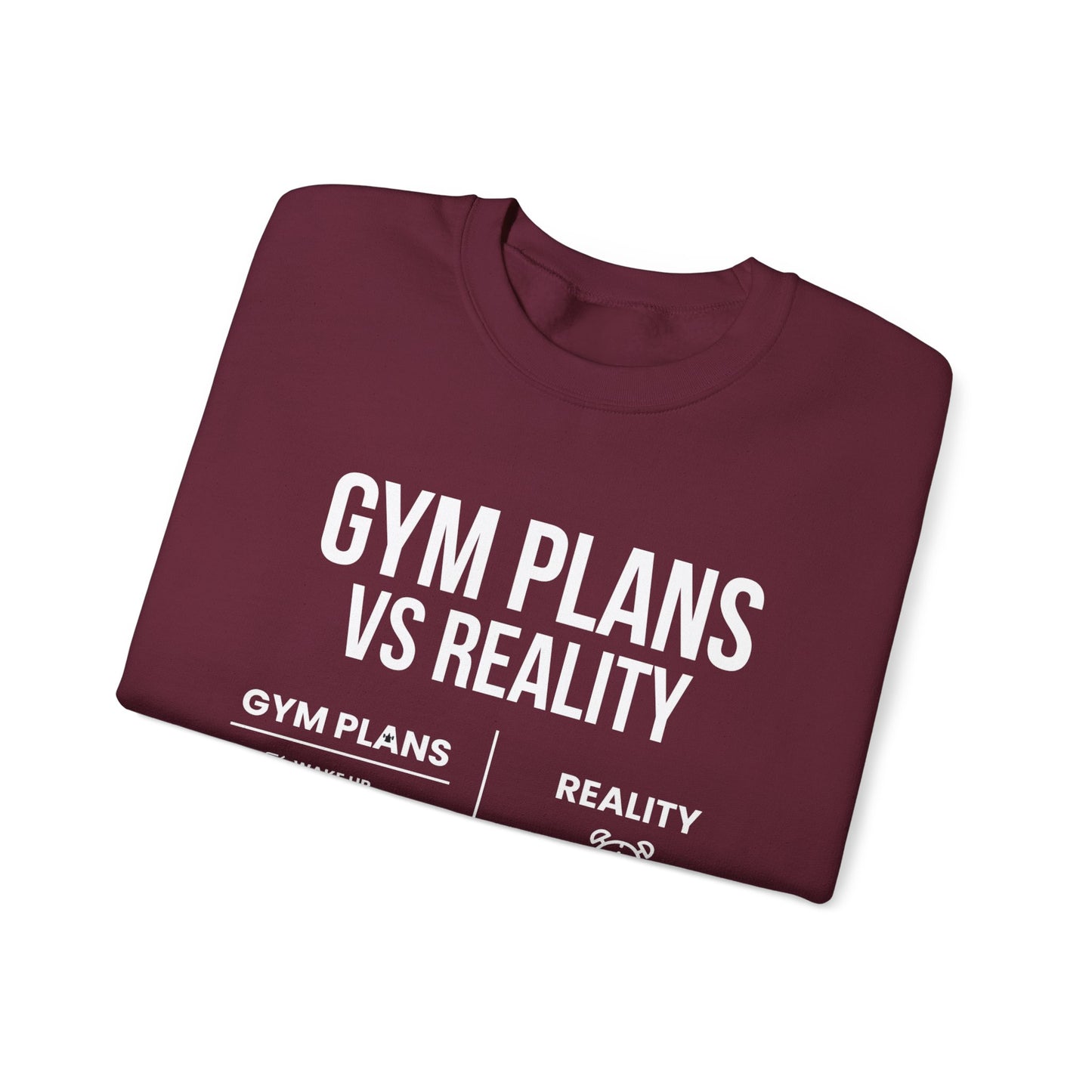 Gym Plans vs Reality Hoodie – Funny Workout Hoodie, Fitness Humor Sweatshirt, Unisex Heavy Blend Hooded Sweatshirt