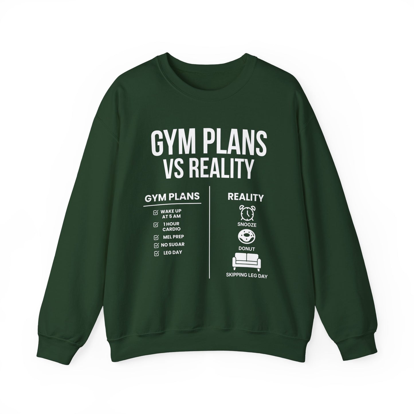 Gym Plans vs Reality Hoodie – Funny Workout Hoodie, Fitness Humor Sweatshirt, Unisex Heavy Blend Hooded Sweatshirt