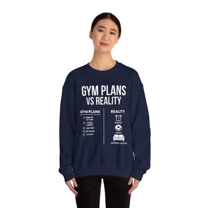 Gym Plans vs Reality Hoodie – Funny Workout Hoodie, Fitness Humor Sweatshirt, Unisex Heavy Blend Hooded Sweatshirt