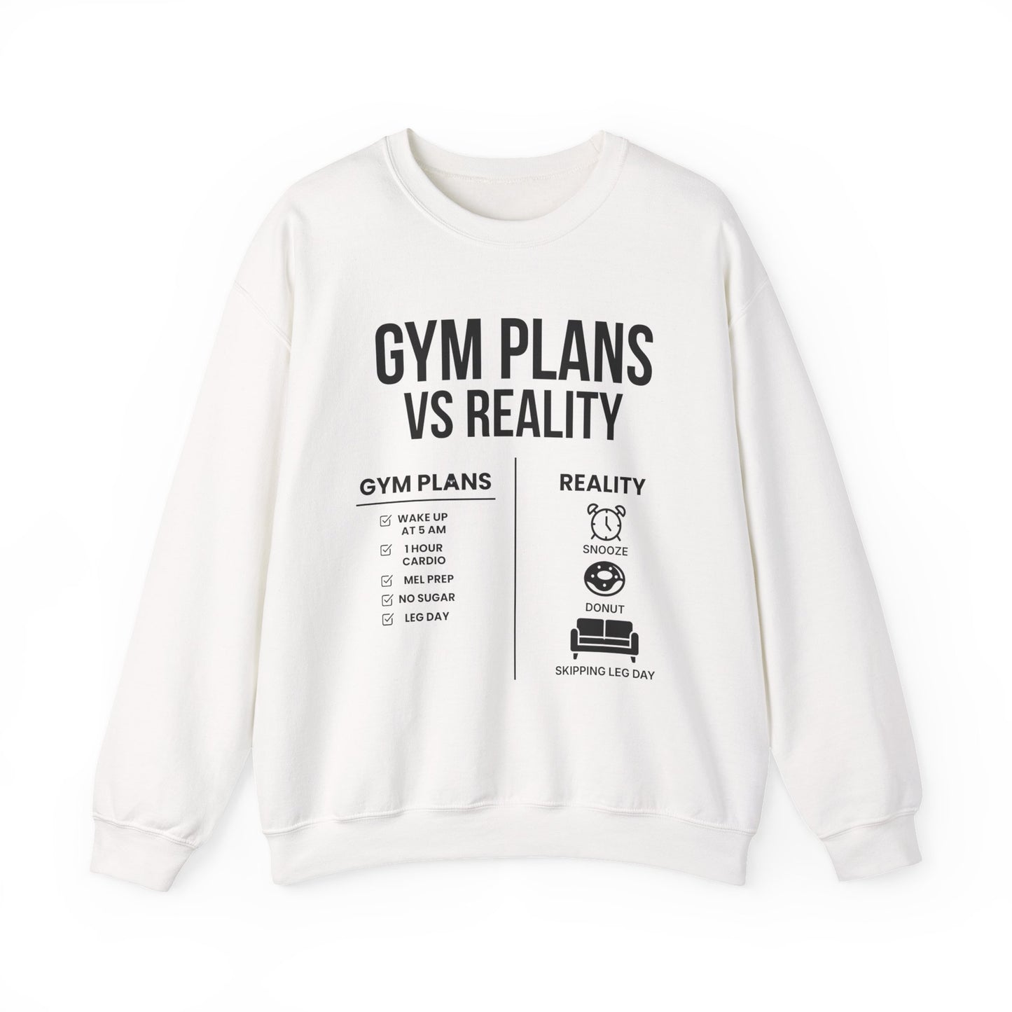 Gym Plans vs Reality Hoodie – Funny Workout Hoodie, Fitness Humor Sweatshirt, Unisex Heavy Blend Hooded Sweatshirt
