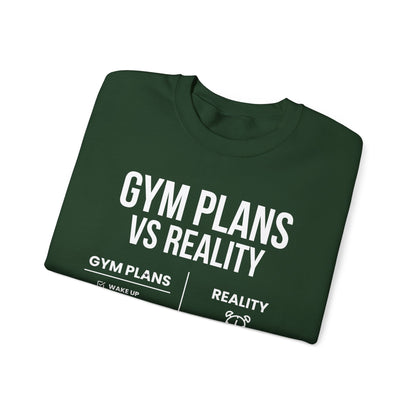Gym Plans vs Reality Hoodie – Funny Workout Hoodie, Fitness Humor Sweatshirt, Unisex Heavy Blend Hooded Sweatshirt