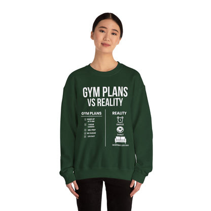 Gym Plans vs Reality Hoodie – Funny Workout Hoodie, Fitness Humor Sweatshirt, Unisex Heavy Blend Hooded Sweatshirt