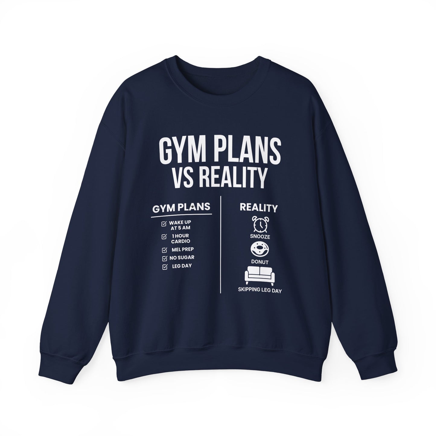 Gym Plans vs Reality Hoodie – Funny Workout Hoodie, Fitness Humor Sweatshirt, Unisex Heavy Blend Hooded Sweatshirt