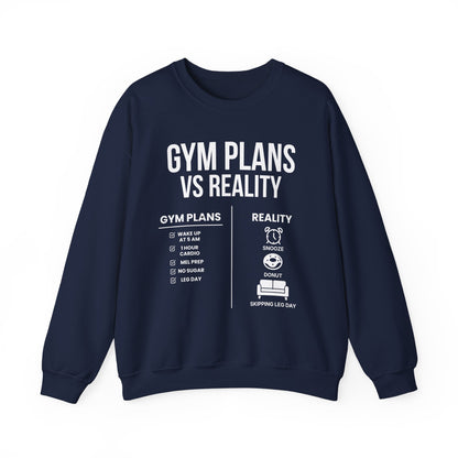 Gym Plans vs Reality Hoodie – Funny Workout Hoodie, Fitness Humor Sweatshirt, Unisex Heavy Blend Hooded Sweatshirt