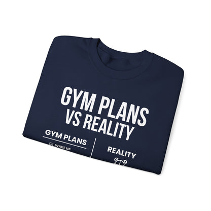 Gym Plans vs Reality Hoodie – Funny Workout Hoodie, Fitness Humor Sweatshirt, Unisex Heavy Blend Hooded Sweatshirt